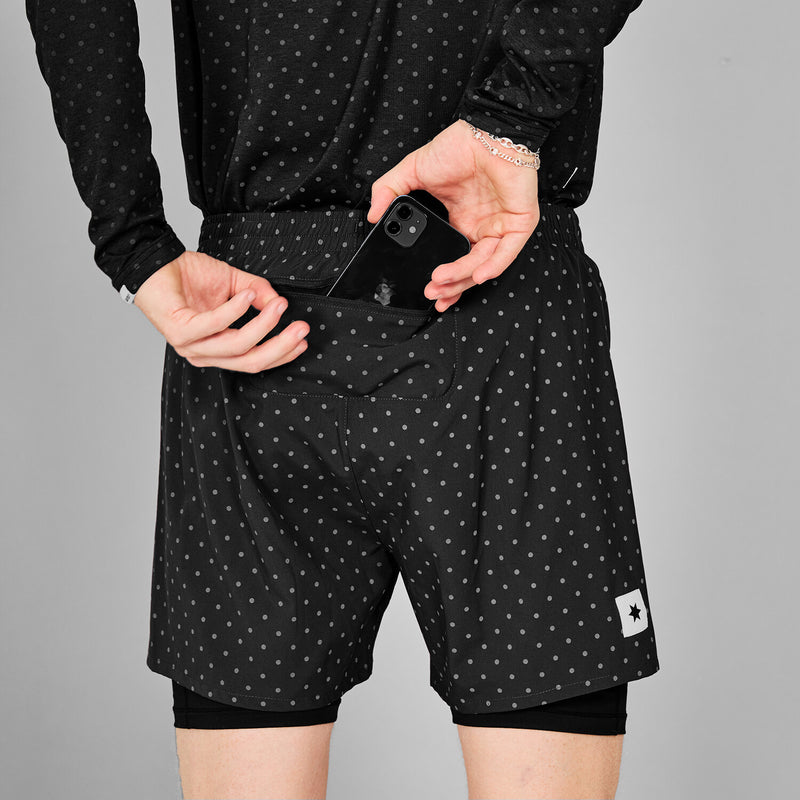 Saysky Reflective Polka 2 In 1 Pace Shorts 5" Noir Reflective Polka 1018 MMRSH01C1018