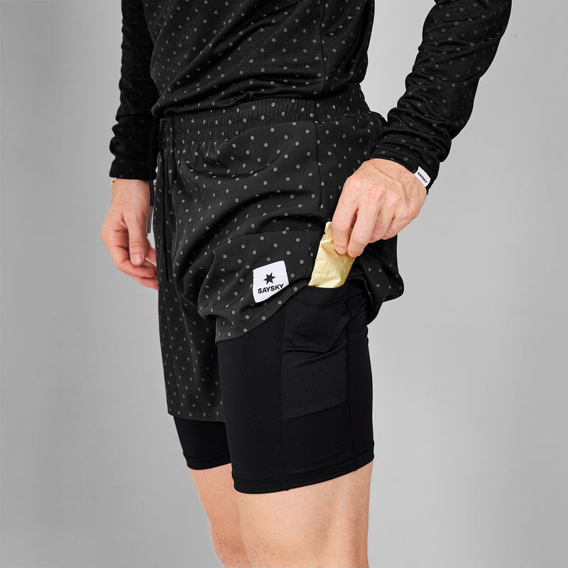 Saysky Reflective Polka 2 In 1 Pace Shorts 5" Noir Reflective Polka 1018 MMRSH01C1018