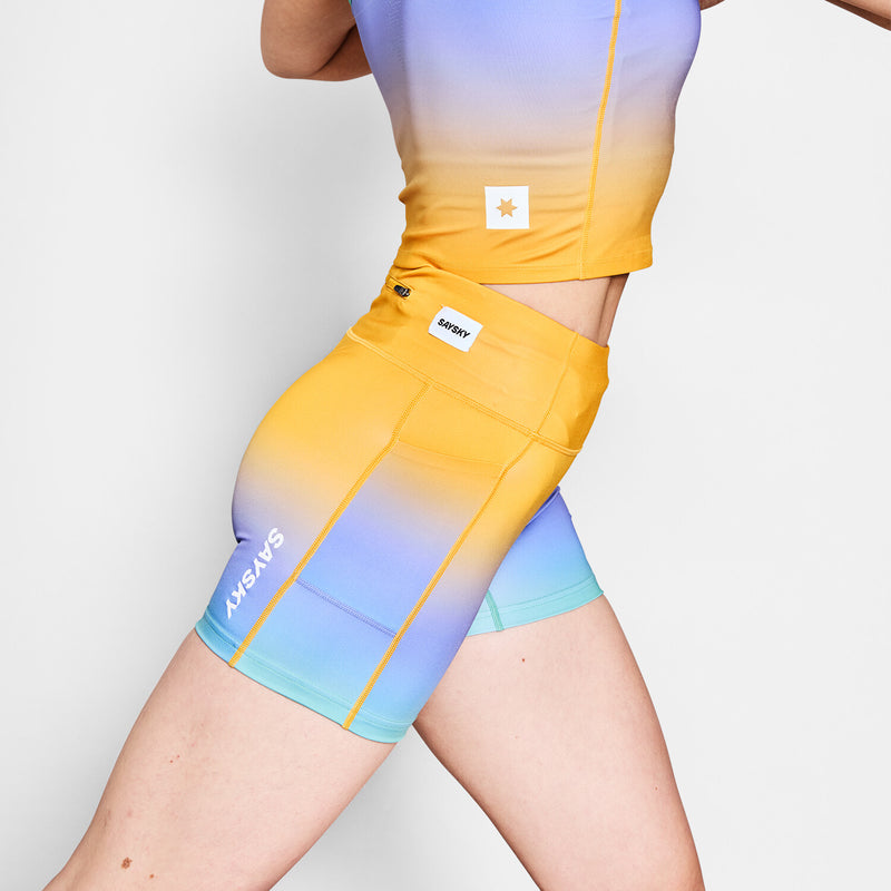 Saysky Drip Dye Combat+ Short Tights 4" Violet/Vert/Jaune Drip Dye 1033 NWRST31C1033