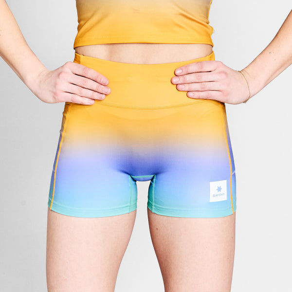 Saysky Drip Dye Combat+ Short Tights 4" Violet/Vert/Jaune Drip Dye 1033 NWRST31C1033