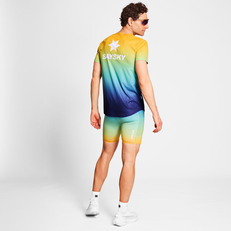 Saysky Drip Dye Flow T-Shirt Bleu/Jaune/Vert Drip Dye 1032 NMRSS60C1032