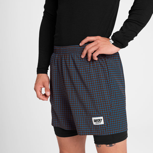 Saysky Houndstooth Pace 2 in 1  Shorts 5'' Bleu Houndstooth 1047 OMRSH20C1047