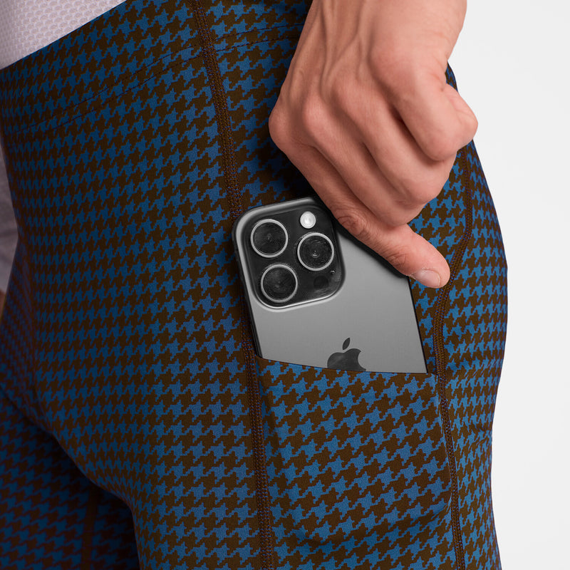 Saysky Houndstooth Combat+ Short Tights 9" Bleu Houndstooth 1047 OMRST31C1047