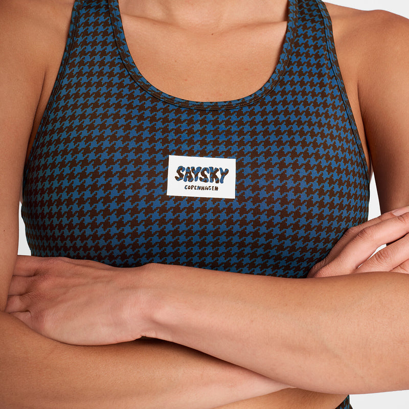 Saysky Houndstooth Combat Sports Bra Bleu Houndstooth 1047 OWRSB30C1047