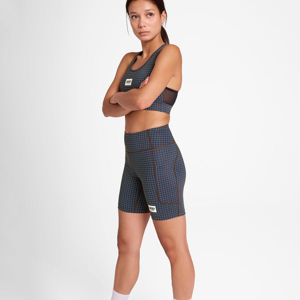 Saysky Houndstooth Combat+ Short Tights 7" Bleu Houndstooth 1047 OWRST30C1047