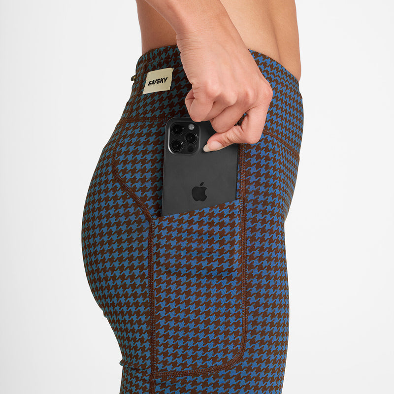 Saysky Houndstooth Combat+ Short Tights 7" Bleu Houndstooth 1047 OWRST30C1047