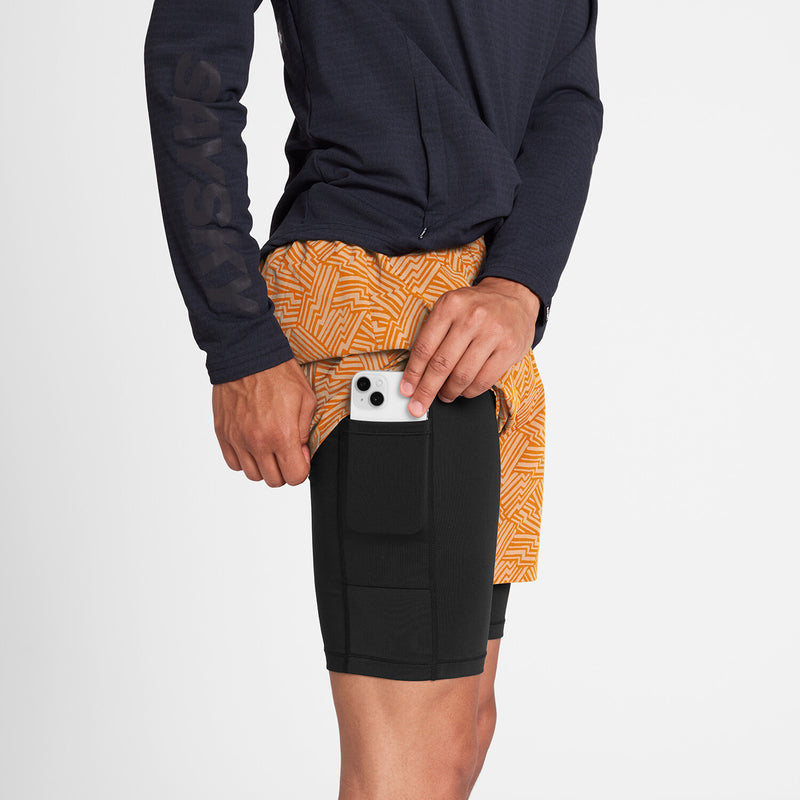 Saysky Reflective Pace 2 in 1 Shorts 5'' Orange Reflective Lightning 1051 OMRSH20C1051