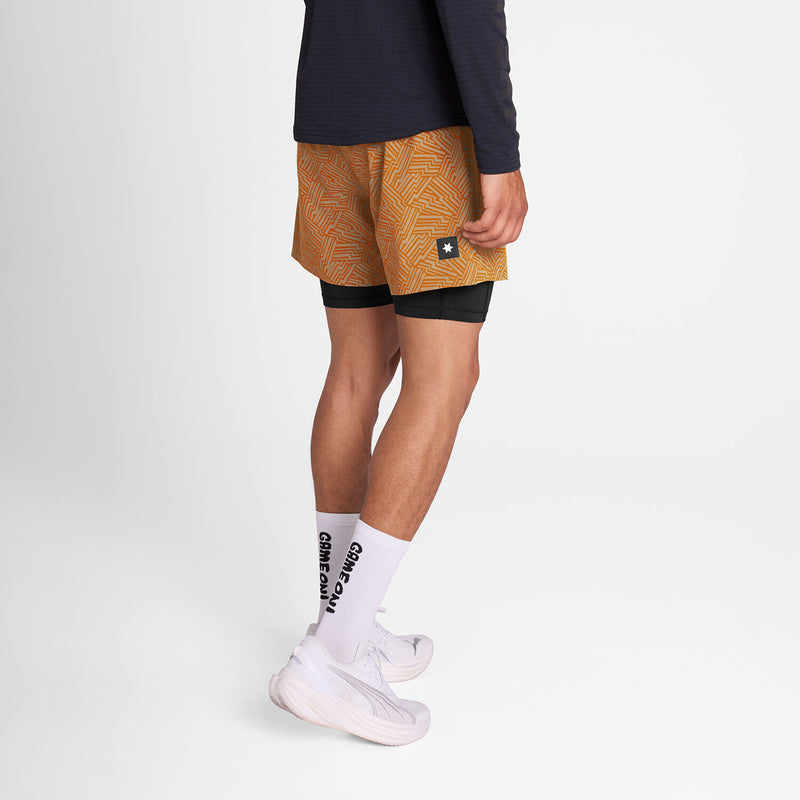 Saysky Reflective Pace 2 in 1 Shorts 5'' Orange Reflective Lightning 1051 OMRSH20C1051