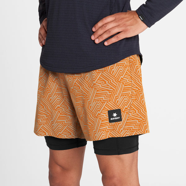 Saysky Reflective Pace 2 in 1 Shorts 5'' Orange Reflective Lightning 1051 OMRSH20C1051
