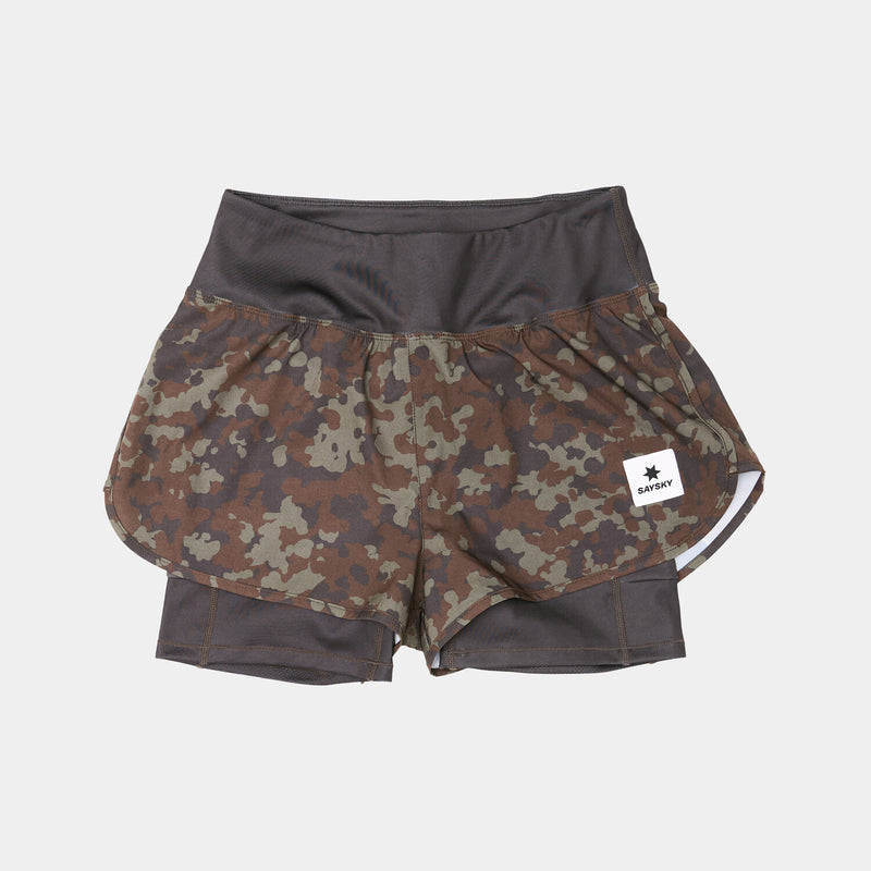 Saysky Camo Pace 2 in 1 Shorts 3" Marron Camo 1048 OWRSH23C1048