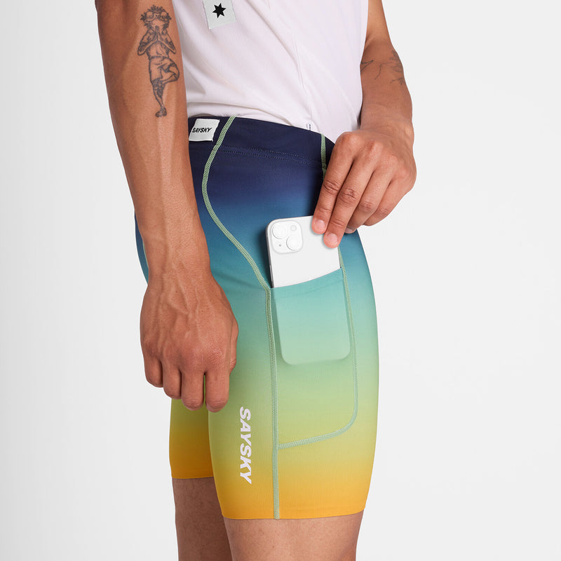 Saysky Drip Dye Combat+ Short Tights 7" Bleu/Jaune/Vert Drip Dye 1032 NMRST33C1032
