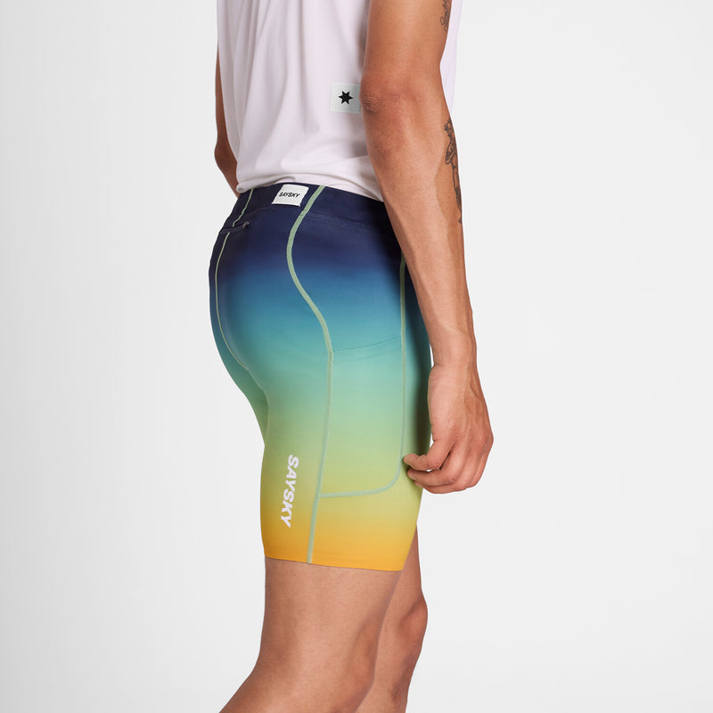 Saysky Drip Dye Combat+ Short Tights 7" Bleu/Jaune/Vert Drip Dye 1032 NMRST33C1032