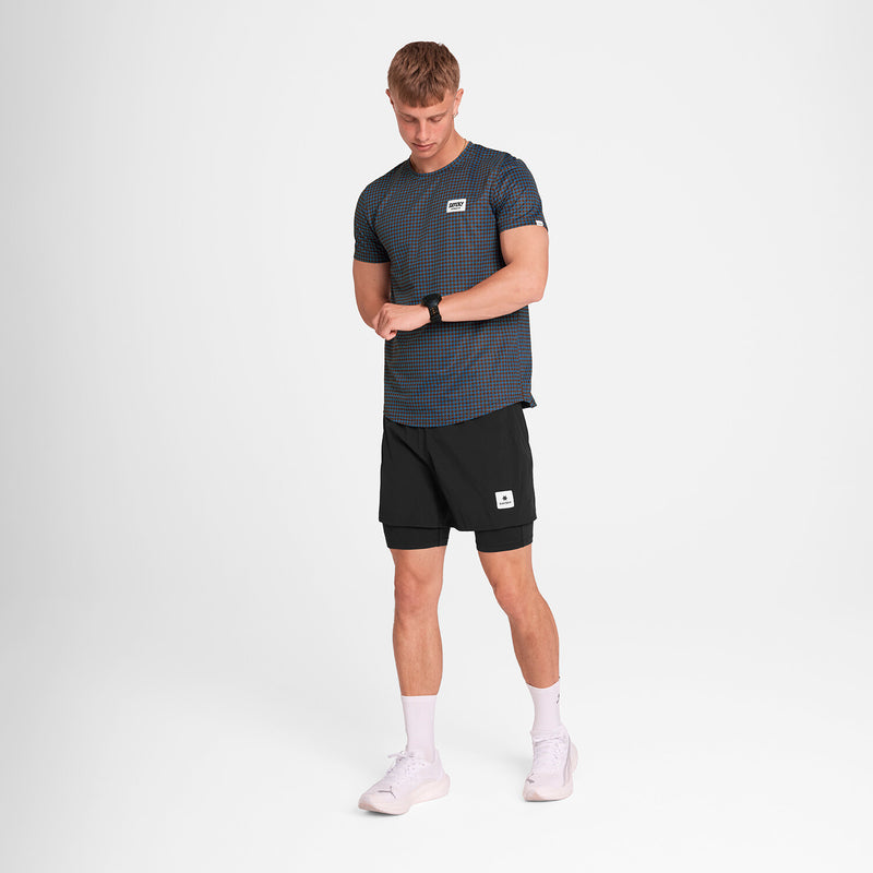 Saysky Houndstooth Combat T-Shirt Bleu Houndstooth 1047 OMRSS31C1047