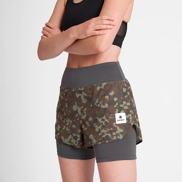 Saysky Camo Pace 2 in 1 Shorts 3" Marron Camo 1048 OWRSH23C1048