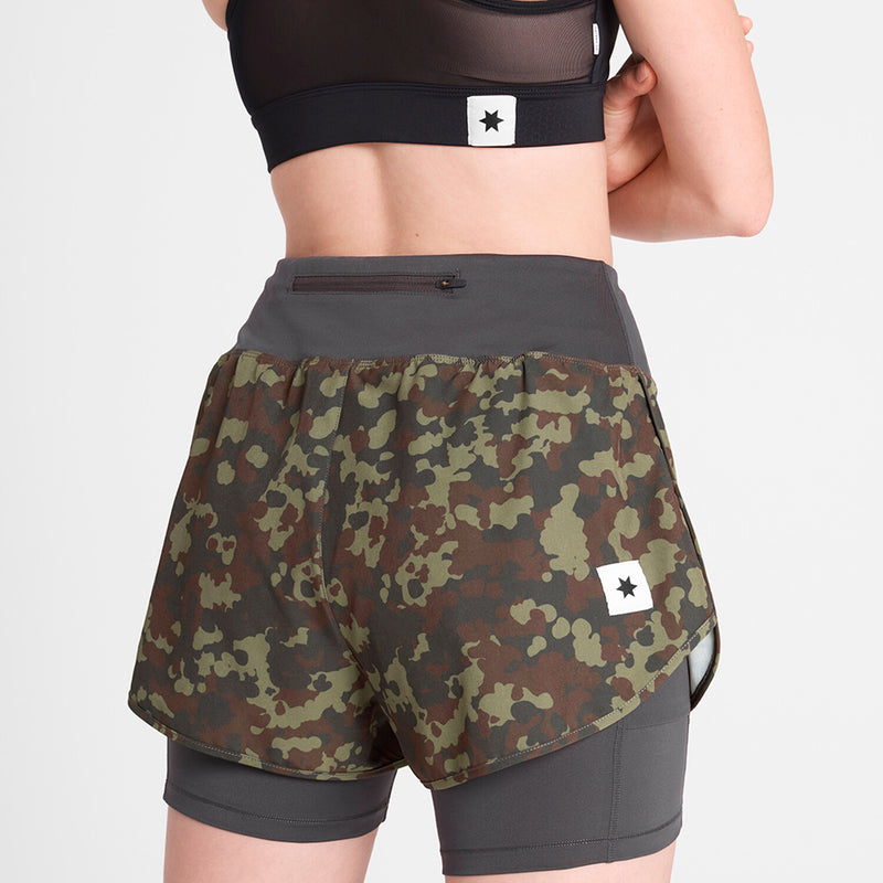 Saysky Camo Pace 2 in 1 Shorts 3" Marron Camo 1048 OWRSH23C1048