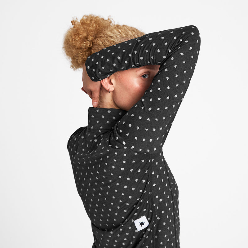 Saysky Reflective Pace Half Zip Long Sleeve Noir Reflective Polka 1018 NWRLS21C1018