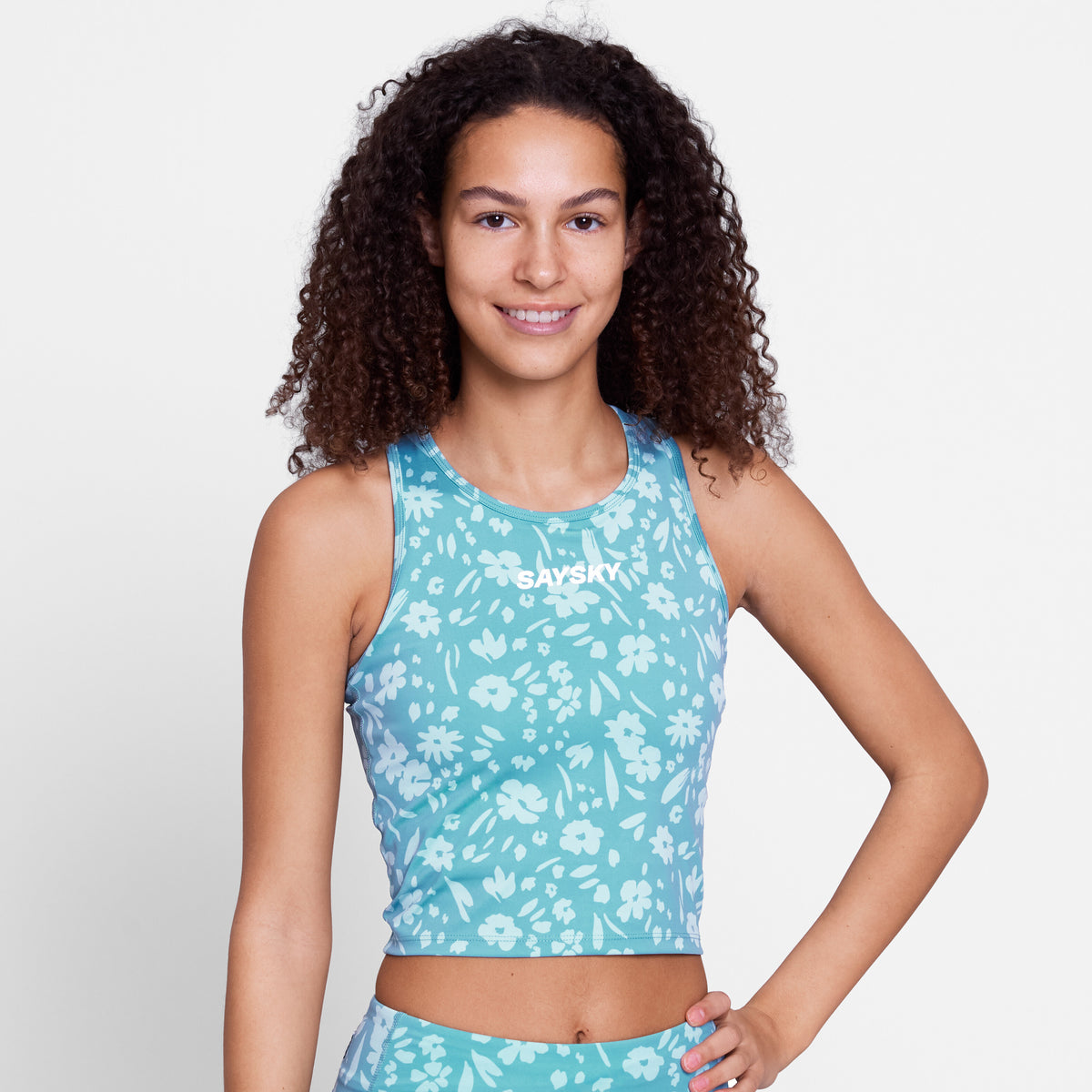 Saysky Flower Combat Crop Top Bleu Clair Flower 1066 SW30017