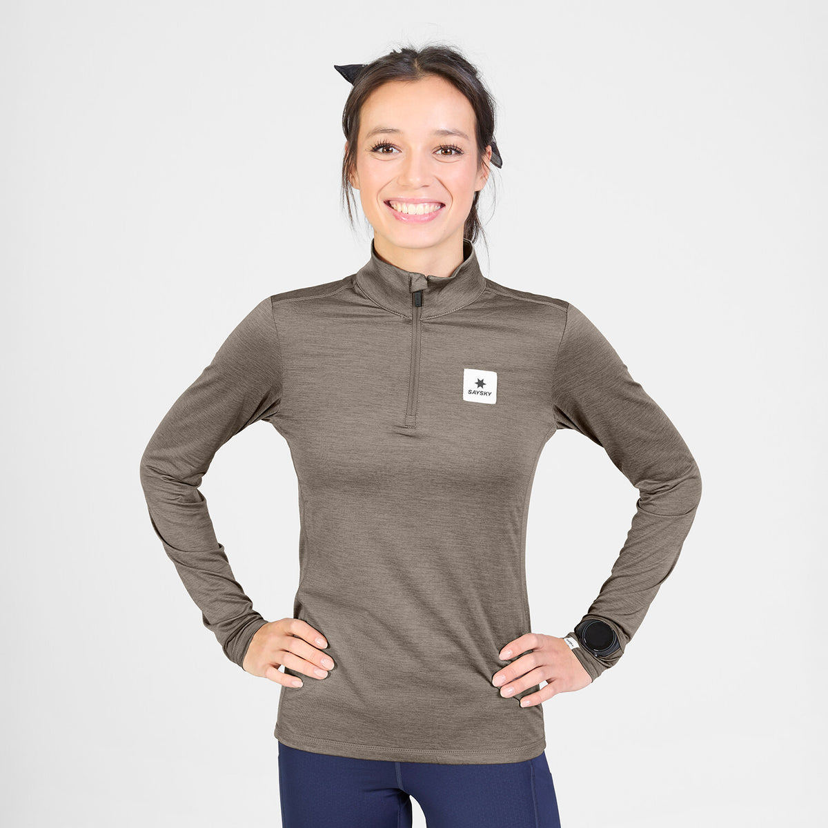 Saysky Pace Half Zip Long Sleeve Taupe 8005 SW20002
