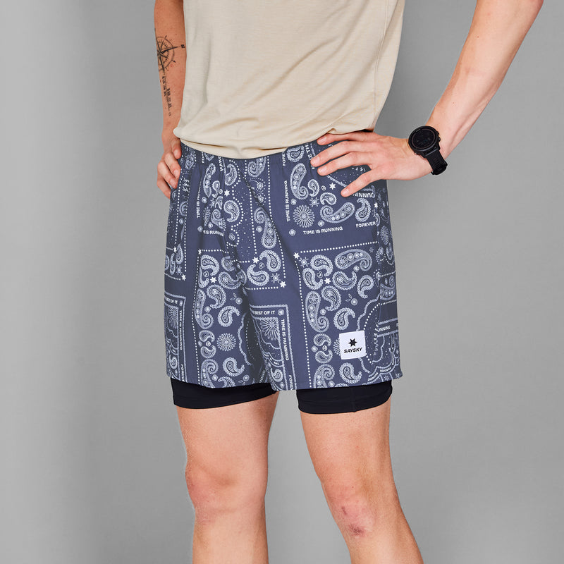 SAYSKY Paisley 2 In 1 Pace Shorts 5'' SHORTS 1020 - BLUE PAISLEY AOP