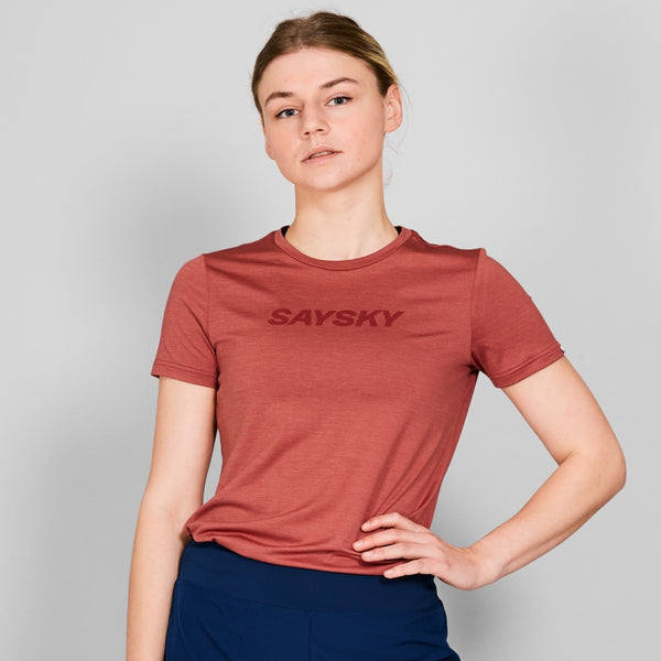 SAYSKY W Logo Pace T-Shirt T-SHIRTS 5006 - RED MELANGE